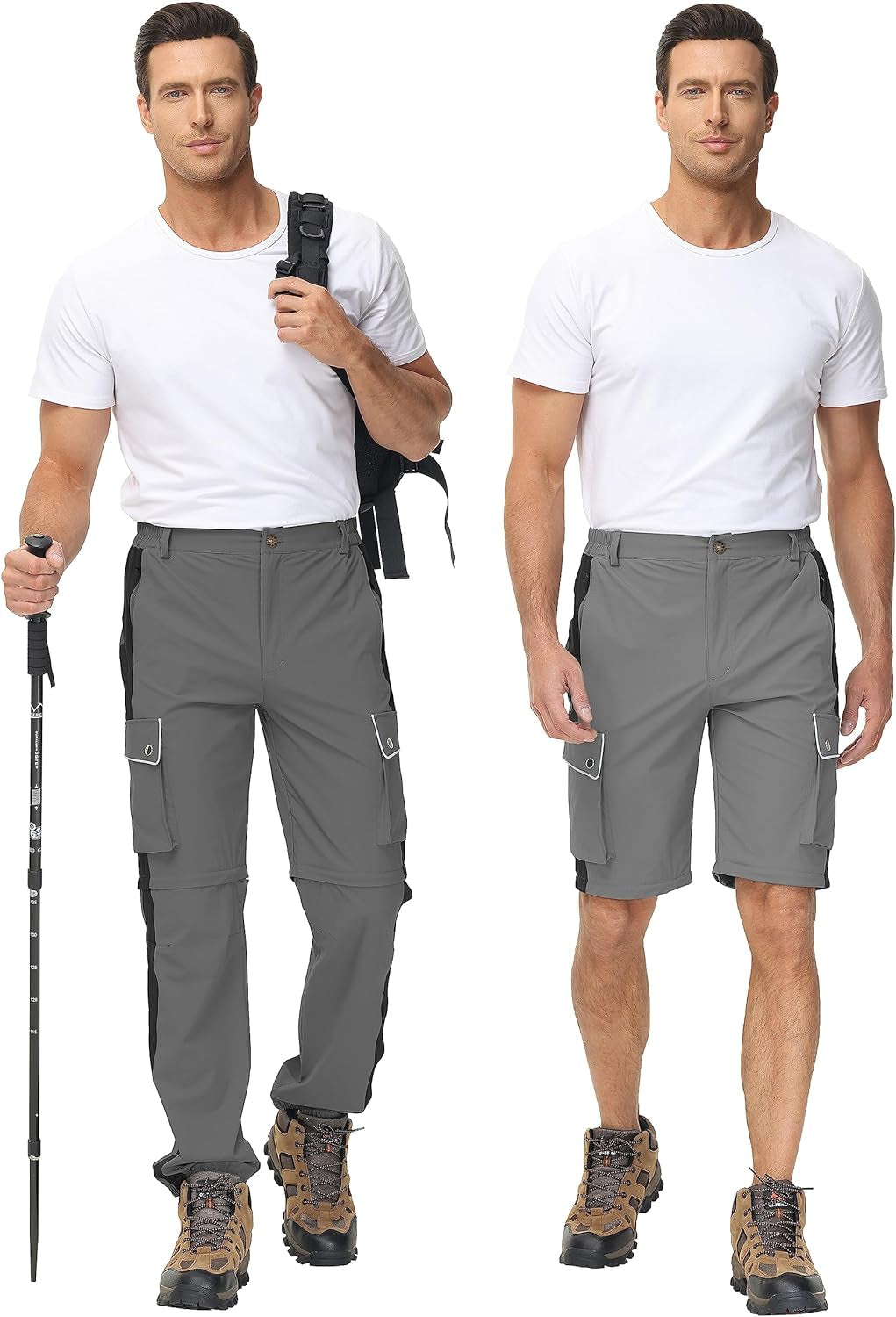 Mens Convertible Hiking Pants Zip off Detachable Lightweight Quick Dry Outdoor Pants
