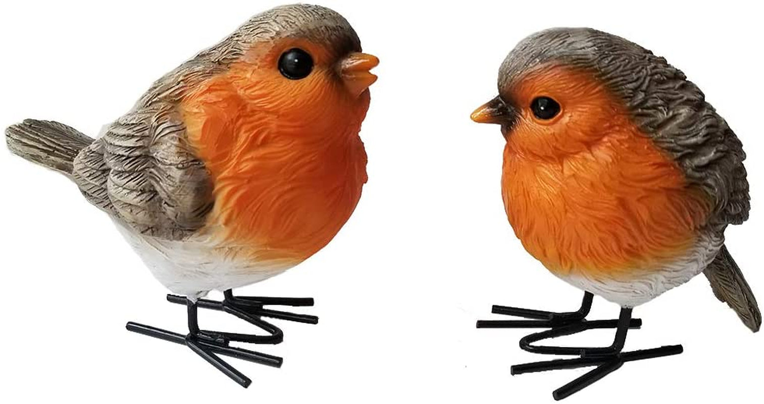 UXMOO Polyresin Garden Robin Birds S/2 Ornaments Backyard Decor Statues for Yard and Patio Lawn Cute Birds Indoor Outdoor Home Decoration Figurines Animal Statue Sculpture-92…