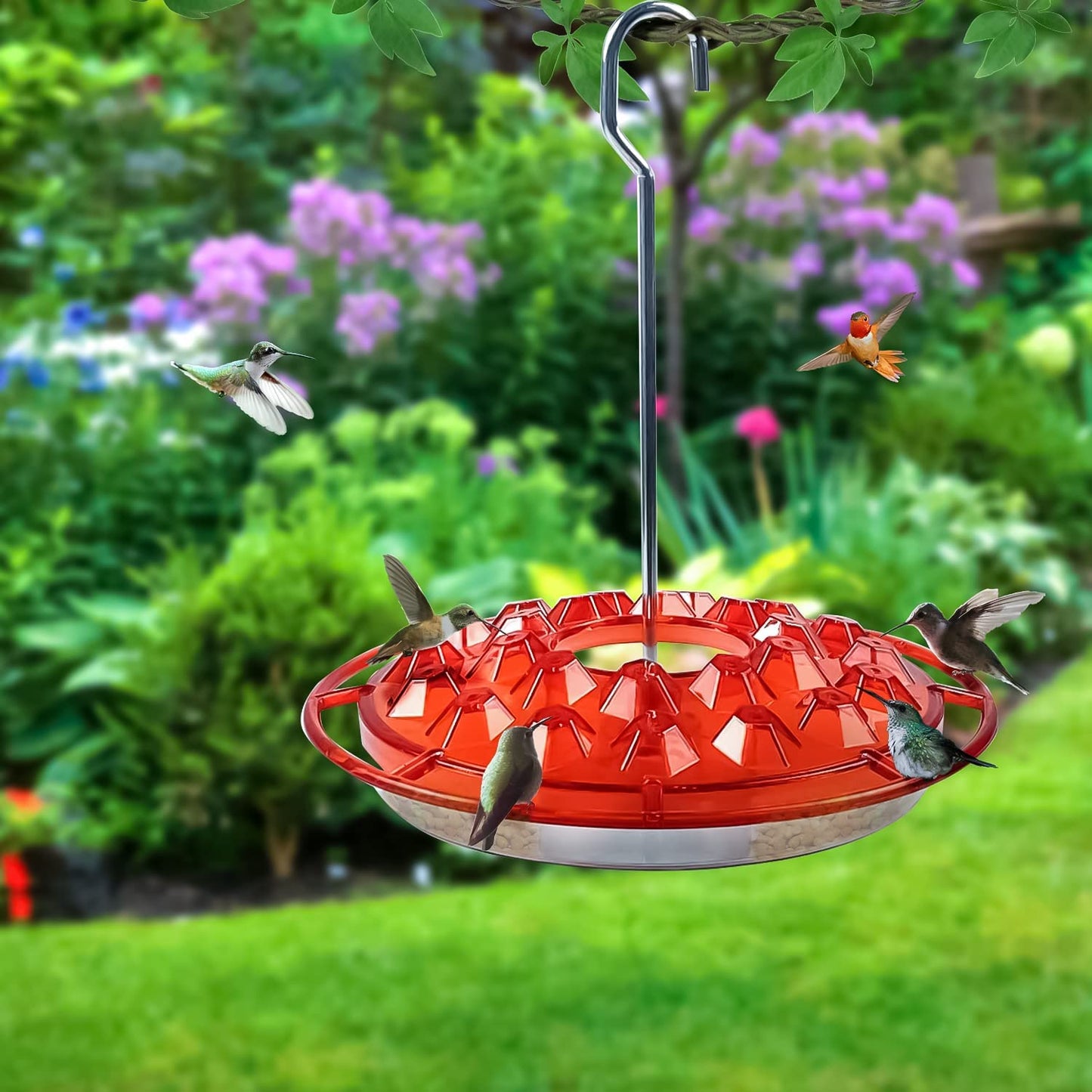 Humming Bird Feeders, Hummingbird Feeders for Outdoors, with 25 Feeding Ports(Φ=2.5Mm), for Outdoor Patio Garden, Red