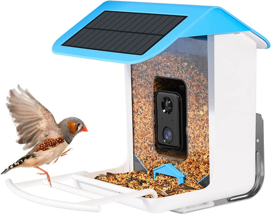 Smart Bird Feeder with Camera, Bird House with Camera and Solar Roof, 1080P HD Camera Auto Capture Bird Videos & Notify and Built-In Microphone (Include 32G SD Card)