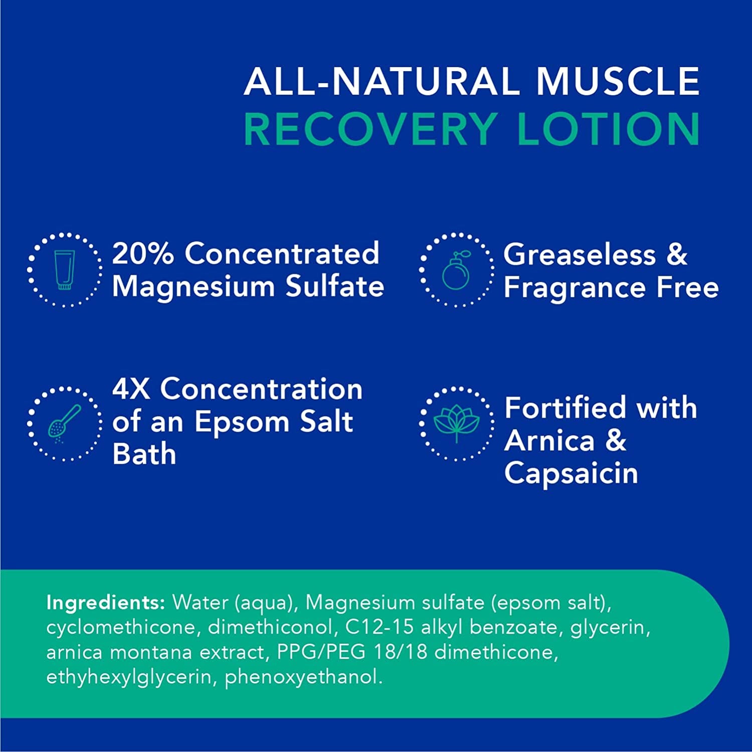 Soothing Lotion for Muscles Natural Roll-On Concentrated Magnesium Sulfate Cream Fortified with Arnica, for Muscle Stiffness from Running, Exercise, Walking (Rollerball)