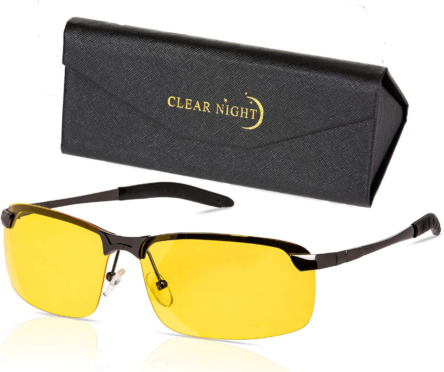 Night Driving Glasses anti Glare Polarized with Stylish Case - Night Vision/ Tac Glasses - for Driving - Nighttime Glasses