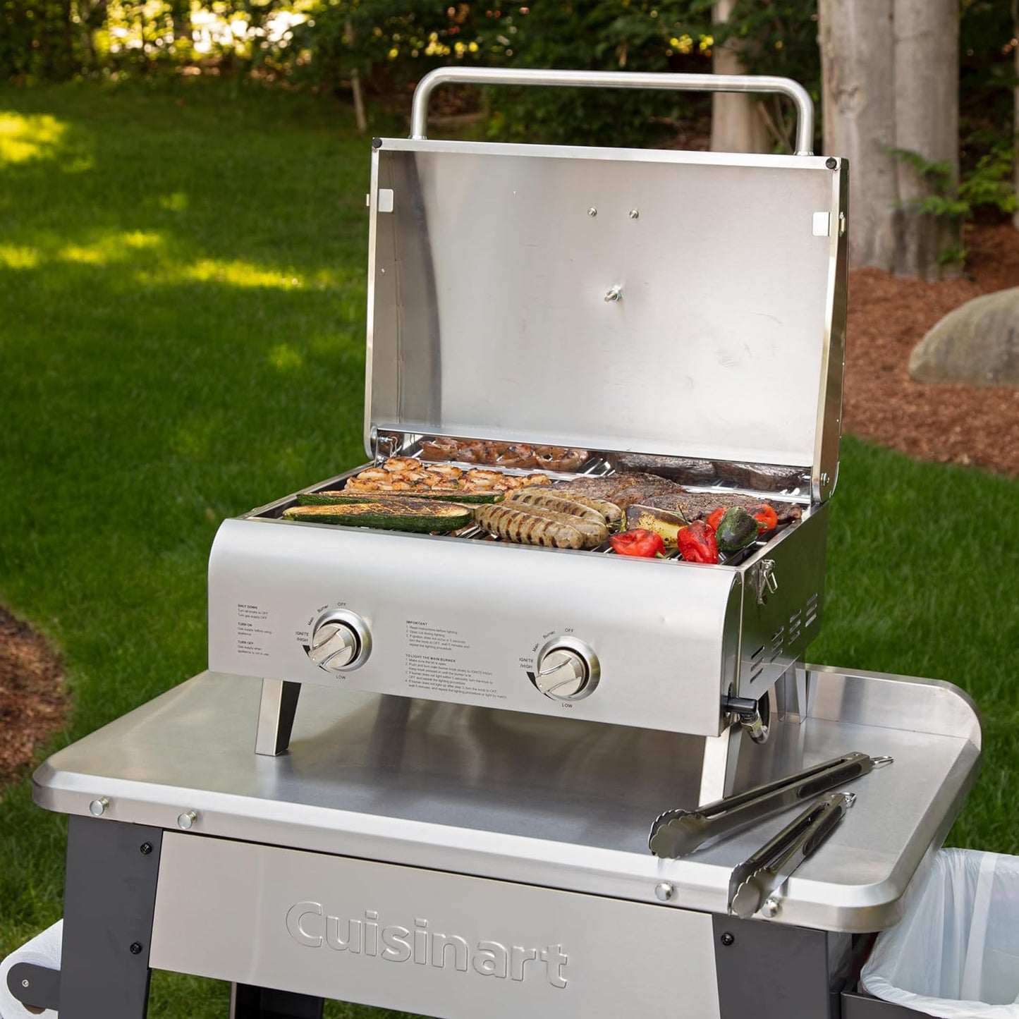 CGG-306 Chef'S Style Portable Propane Tabletop 20,000, Professional Gas Grill, Two 10,000 BTU Burners, Stainless Steel