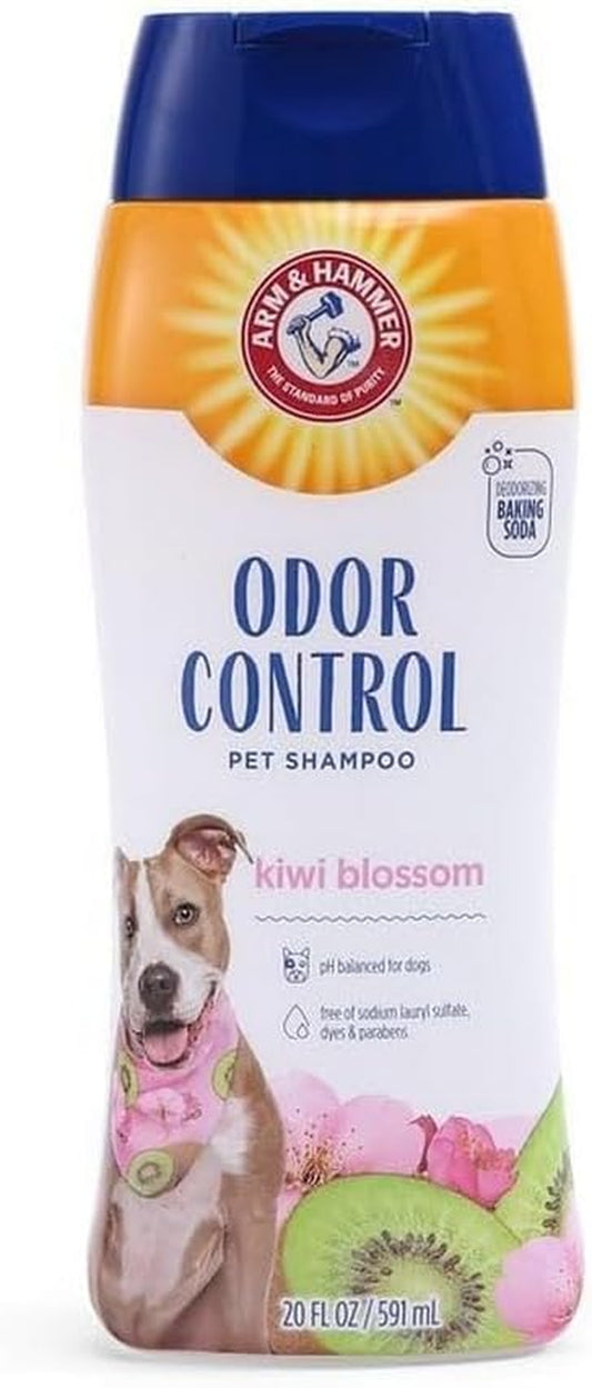 Super Deodorizing Shampoo for Dogs - Odor Eliminating Dog Shampoo for Smelly Dogs & Puppies with  Baking Soda -- Kiwi Blossom Scent, 20 Fl Oz,White