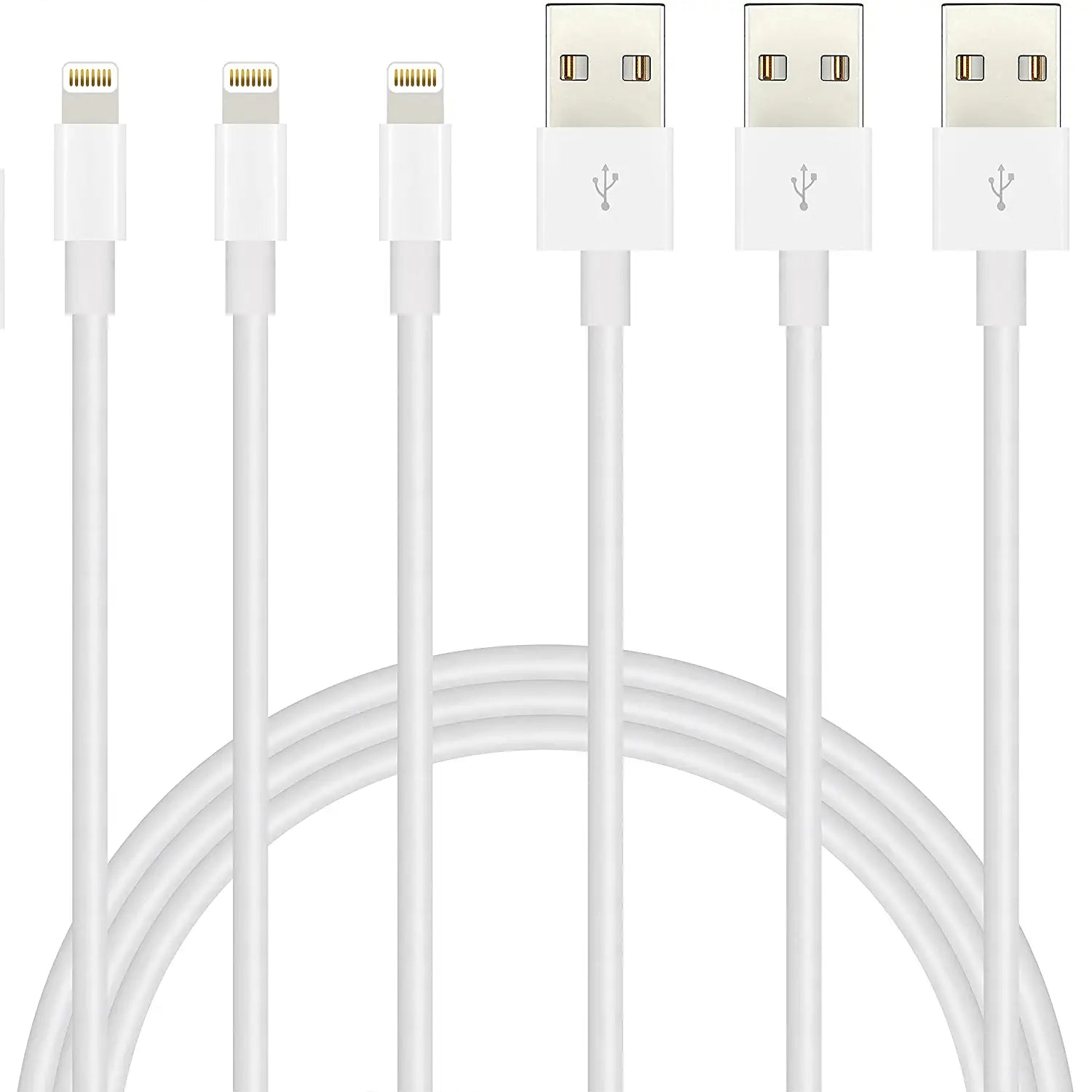 Iphone Charger Lightning Cable 3Pack(6/6/6Ft) Quick Charger Rapid Cord Apple Mfi Certified for Apple Charger, Iphone 13 12 11 Pro X XR XS MAX 8 plus 7 6S 5S 5C Air Ipad Mini Ipod (Grey)