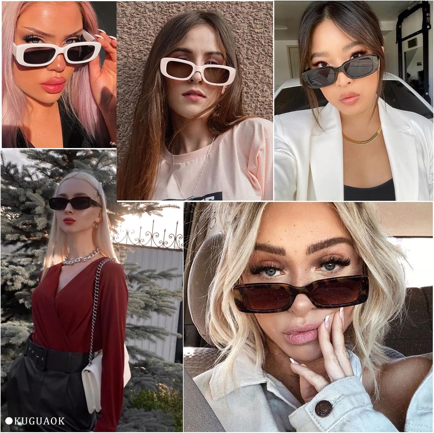 Retro Rectangle Sunglasses Women and Men Vintage Small Square Sun Glasses UV Protection Glasse