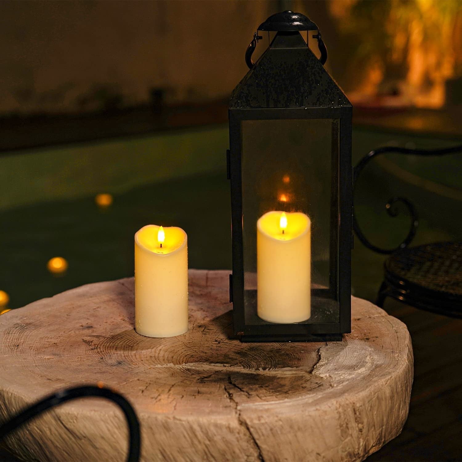 6”X3” Outdoor Waterproof Flameless Candles, LED Candles, Battery Operated Candles with Remote and Timers, Electric Fake Plastic Pillar Candles, Ivory White, Set of 2