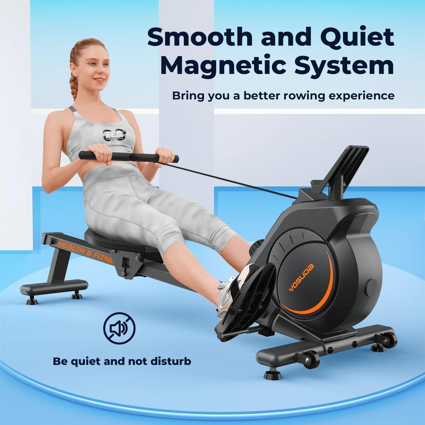 Magnetic/Water Rowing Machine 350 LB Weight Capacity - Foldable Rower for Home Use with Bluetooth, App Supported, Tablet Holder and Comfortable Seat Cushion