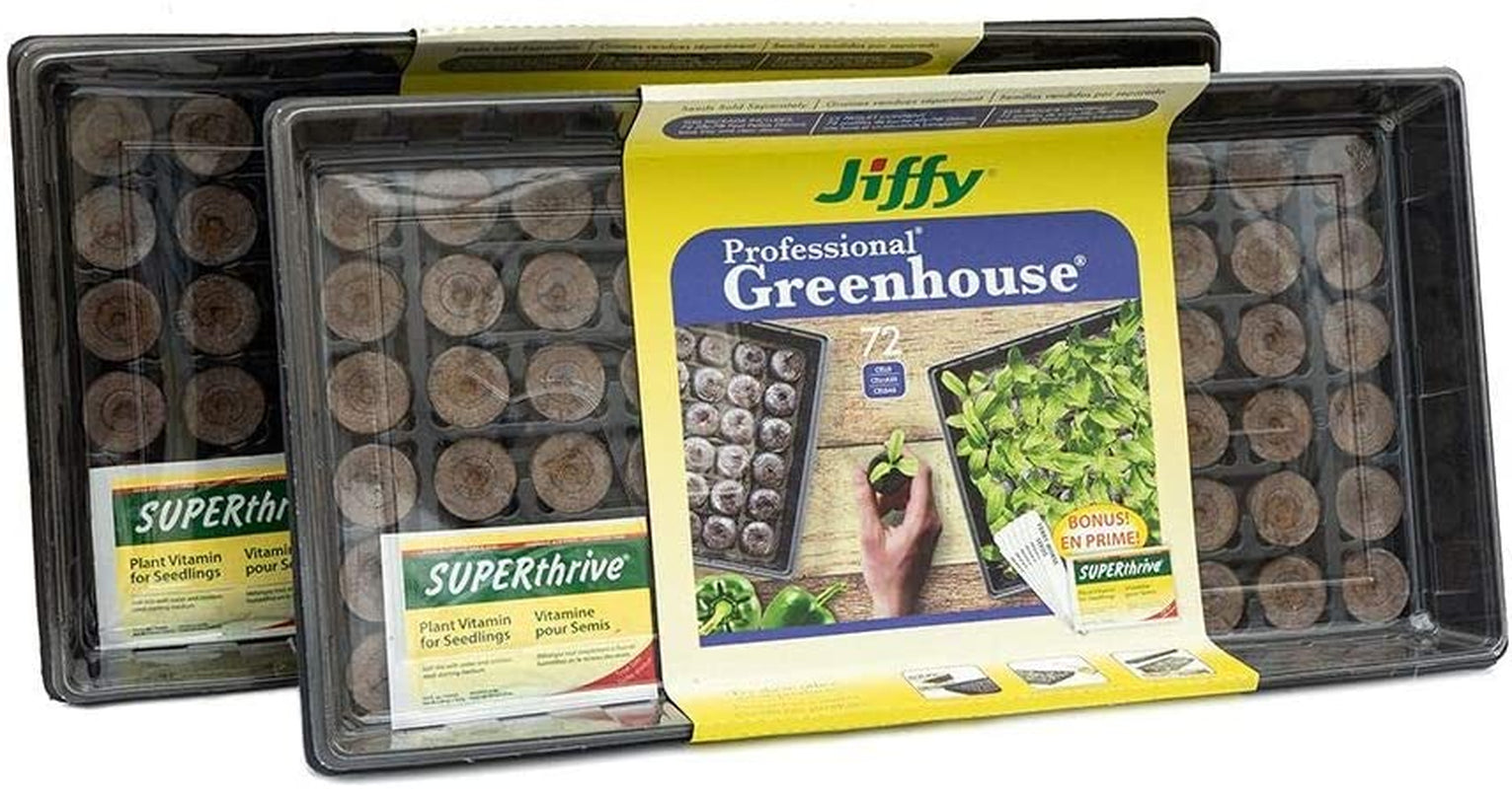 Ferry Morse Jiffy Seed Starting Greenhouse with 72 36Mm Peat Pellets and Bonus Superthrive Sample + Plant Markers (2 Pack)