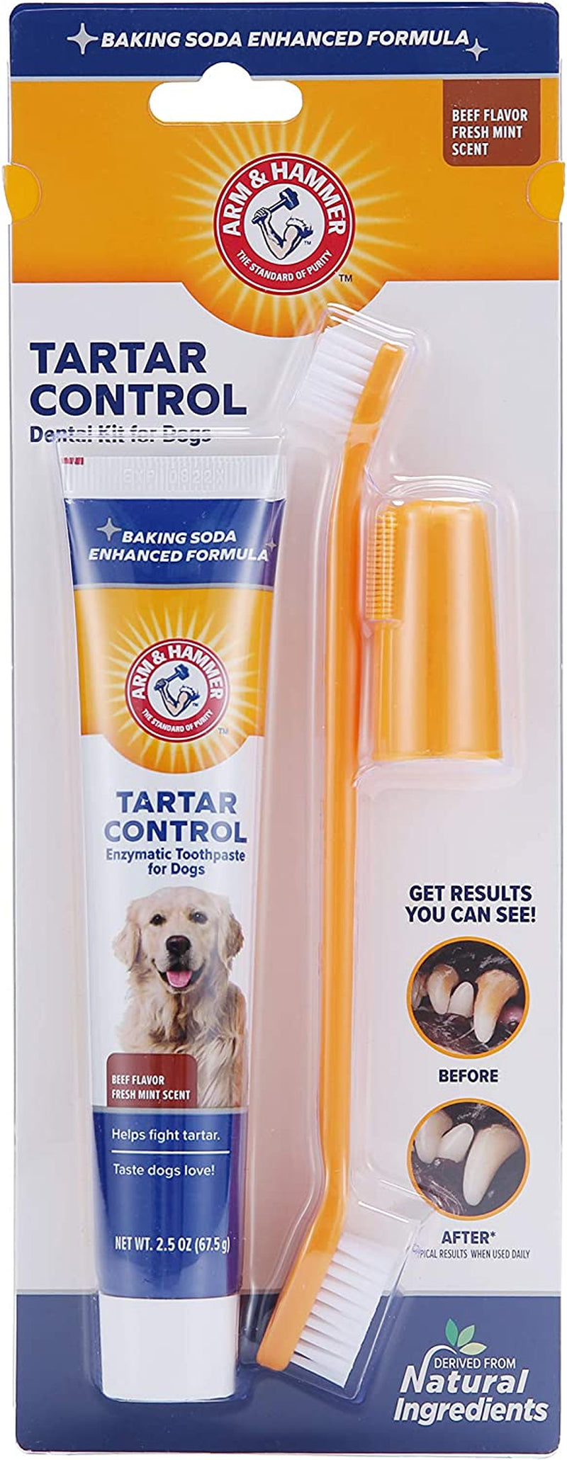 for Pets Tartar Control Kit for Dogs | Contains Toothpaste, Toothbrush & Fingerbrush | Reduces Plaque & Tartar Buildup | Safe for Puppies, 3-Piece , Beef Flavor